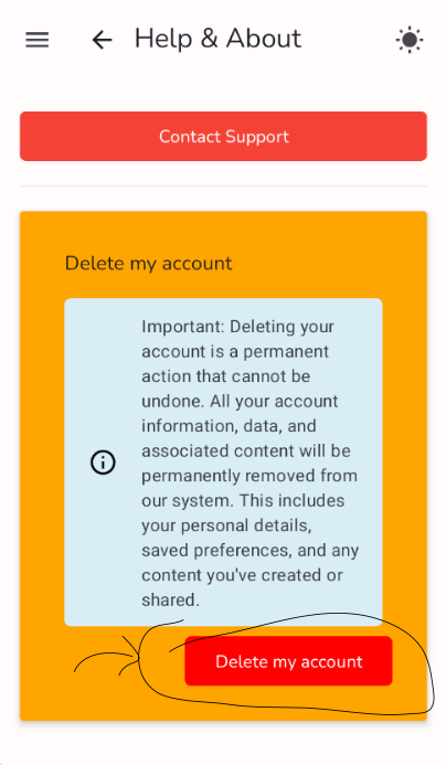 select Delete account
